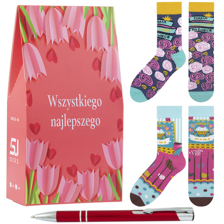 Zestaw prezentowy 2x skarpetki na Dzień Mamy Gratis Długopis