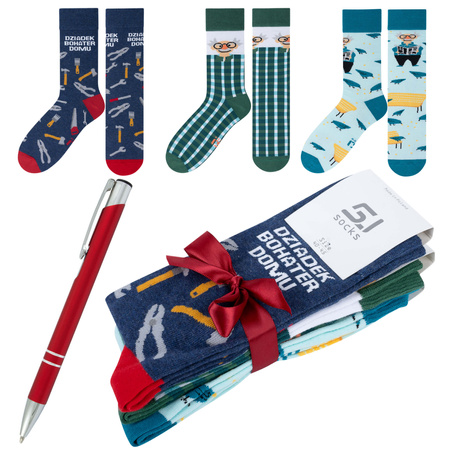 Zestaw Dzień Dziadka 3x skarpetki Produkt Polski